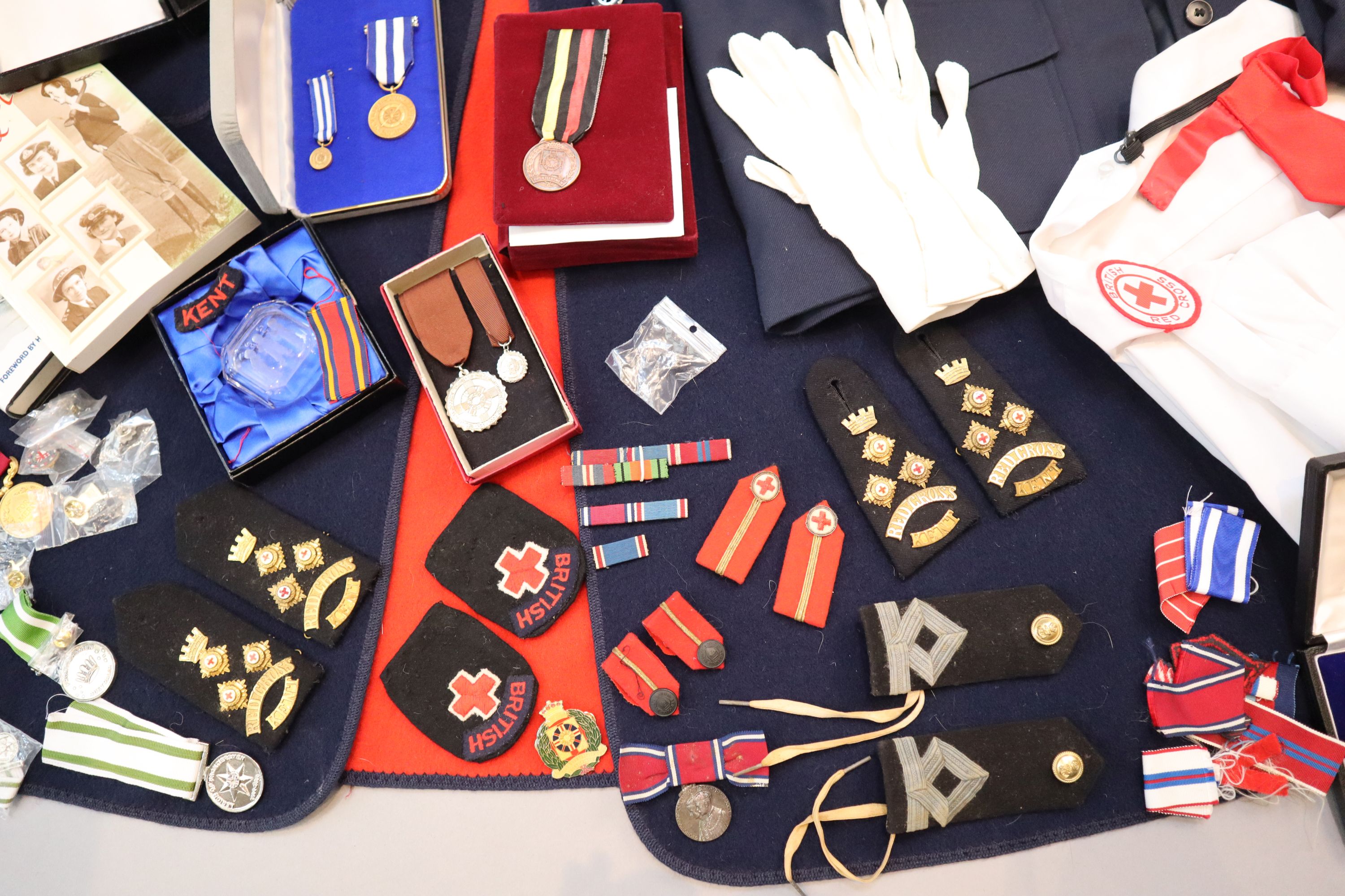 Lady Mountbattens Red Cross uniform, together with related awards, badges and other ephemera,